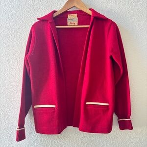Vintage Grewe Woodruff Red Wool Cardigan Sweater